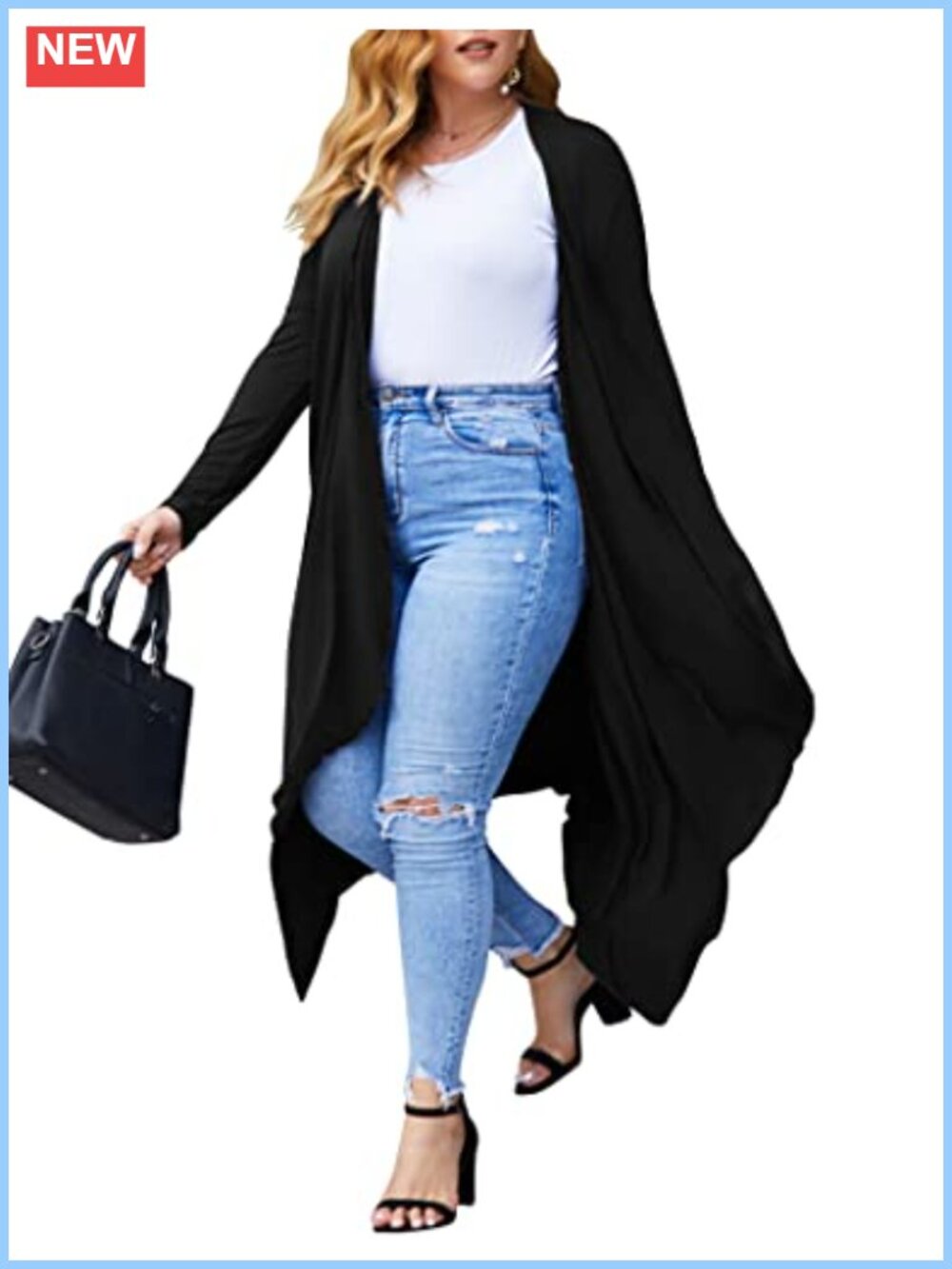 Plus Size Duster Cardigan Long Sleeve Open Front Maxi Lightweight